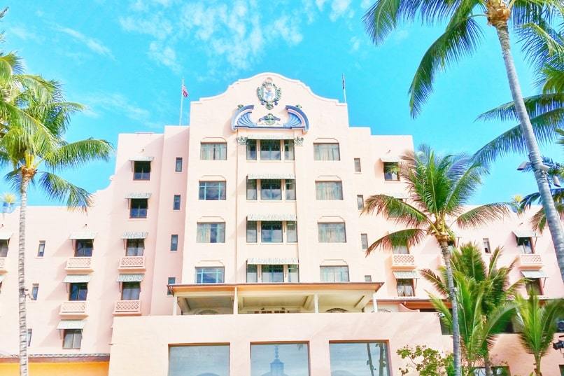 Best hotels in Waikiki: Royal Hawaiian luxury resort in Waikiki Beach. Oahu hotels and resorts, Hawaii.
