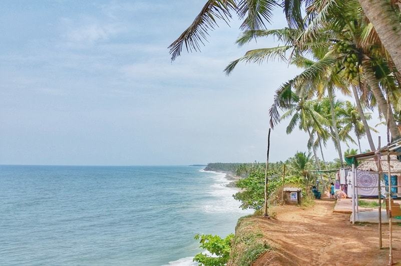 Varkala to Kanyakumari from Varkala cliff. Backpacking Kerala, South India to Tamil Nadu