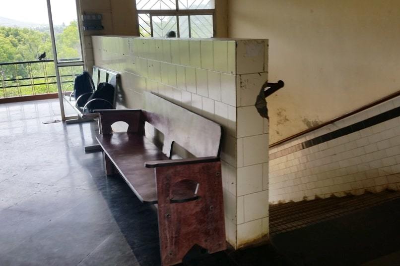 Canacona train station to Palolem Beach. Stairs to exit Canacona railway staation. Backpacking Goa India