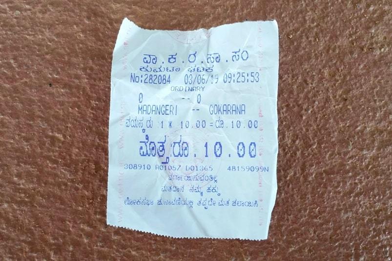Gokarna train station to bus stand. bus ticket cost how much. to gokarna beach, to gokarna town, to near om beach, to near kudle beach. Backpacking South India